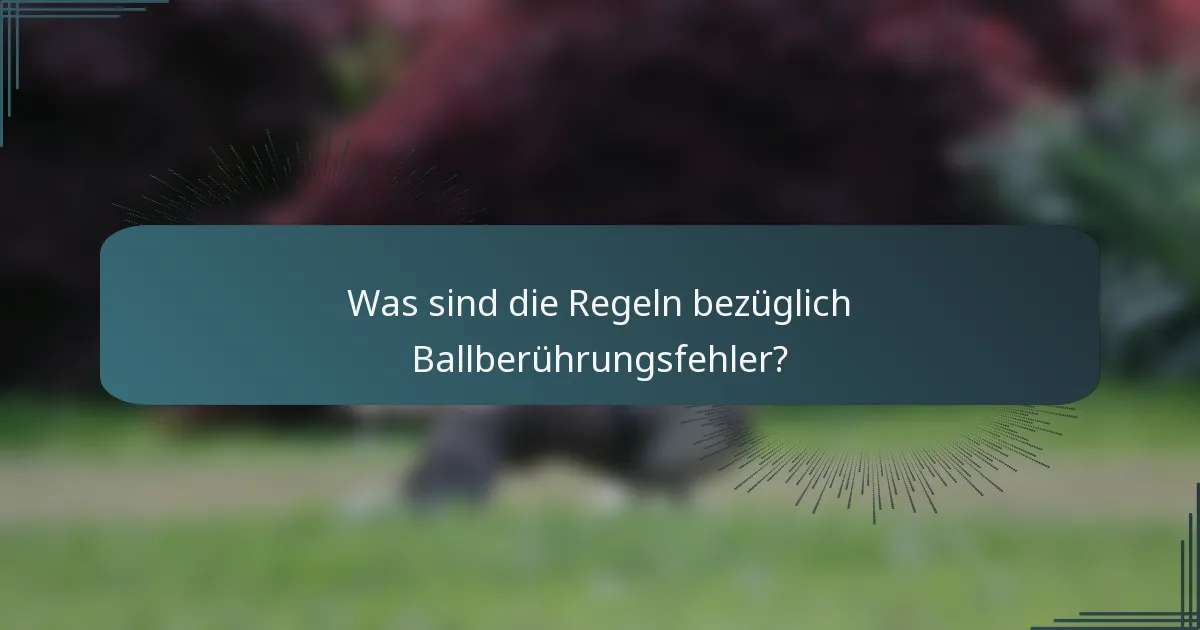 Was sind die Regeln bezüglich Ballberührungsfehler?