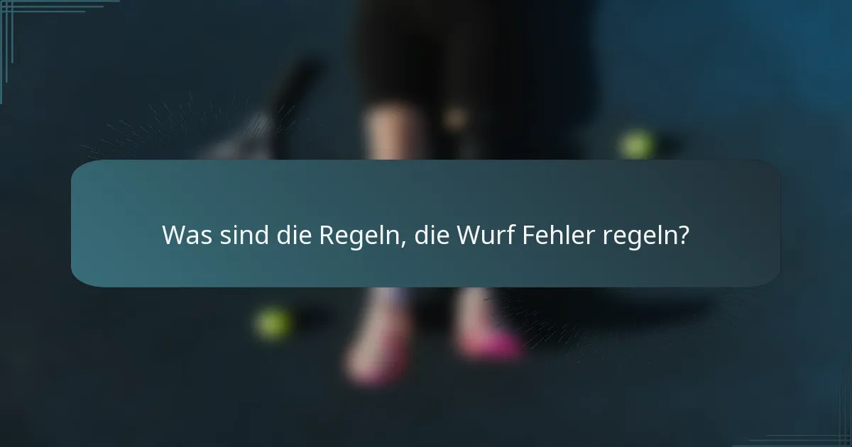 Was sind die Regeln, die Wurf Fehler regeln?