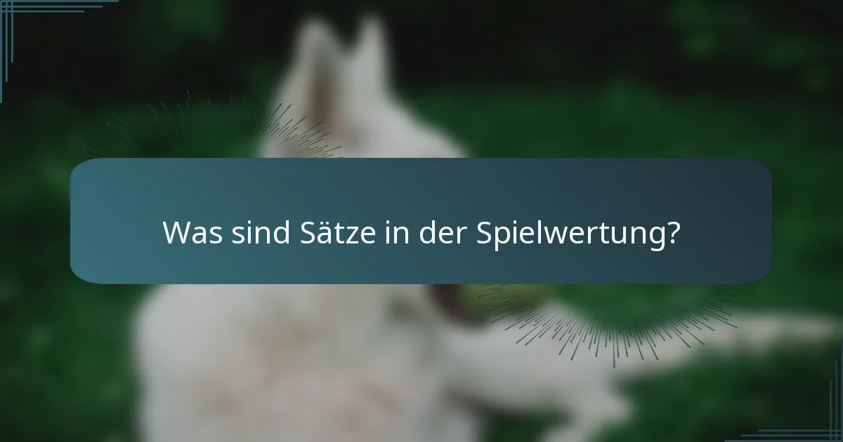 Was sind Sätze in der Spielwertung?