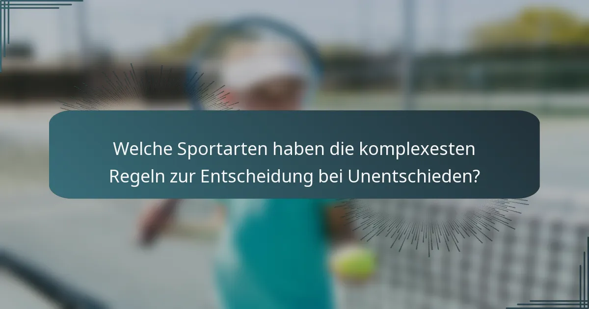 Welche Sportarten haben die komplexesten Regeln zur Entscheidung bei Unentschieden?
