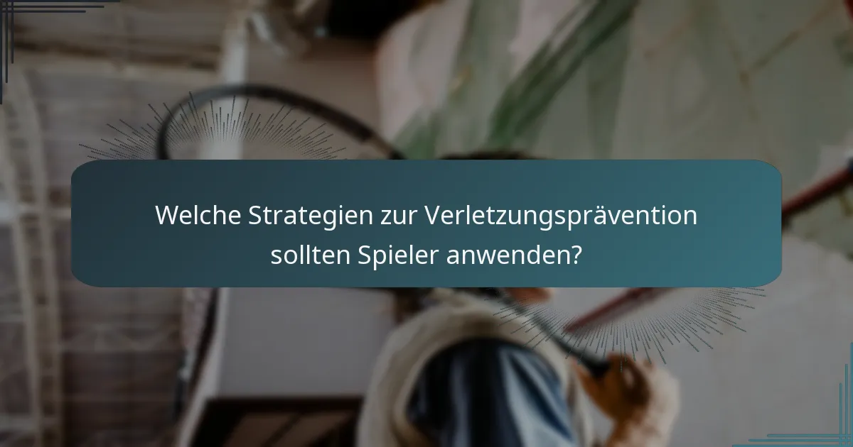 Welche Strategien zur Verletzungsprävention sollten Spieler anwenden?